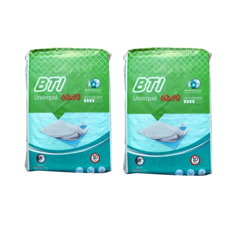 زیرانداز بیمار بی تی آی مدل 60 در 90 دو بسته 10 عددی